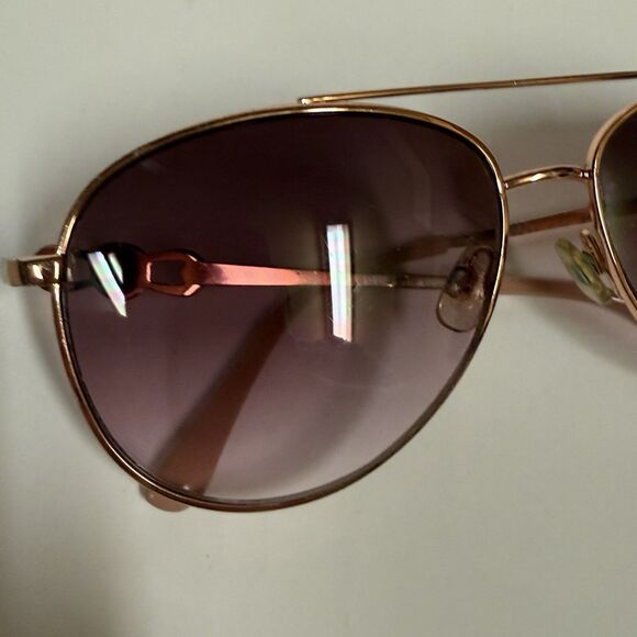 Judith Leiber Aviator Sunglasses Rose Gold Pink Gradient Crystal Accent JL main image 5